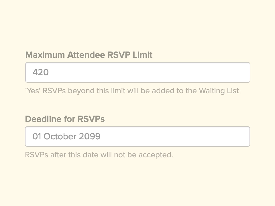 RSVP Deadline & Max Number Limits